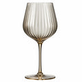Calice da vino 450 ml in vetro fumé marrone 22 cm a coste stile elegante