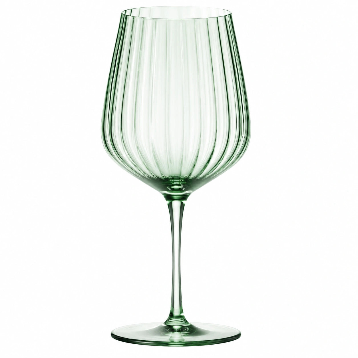 Calice da vino 500 ml in vetro verde con scanalature stile elegante