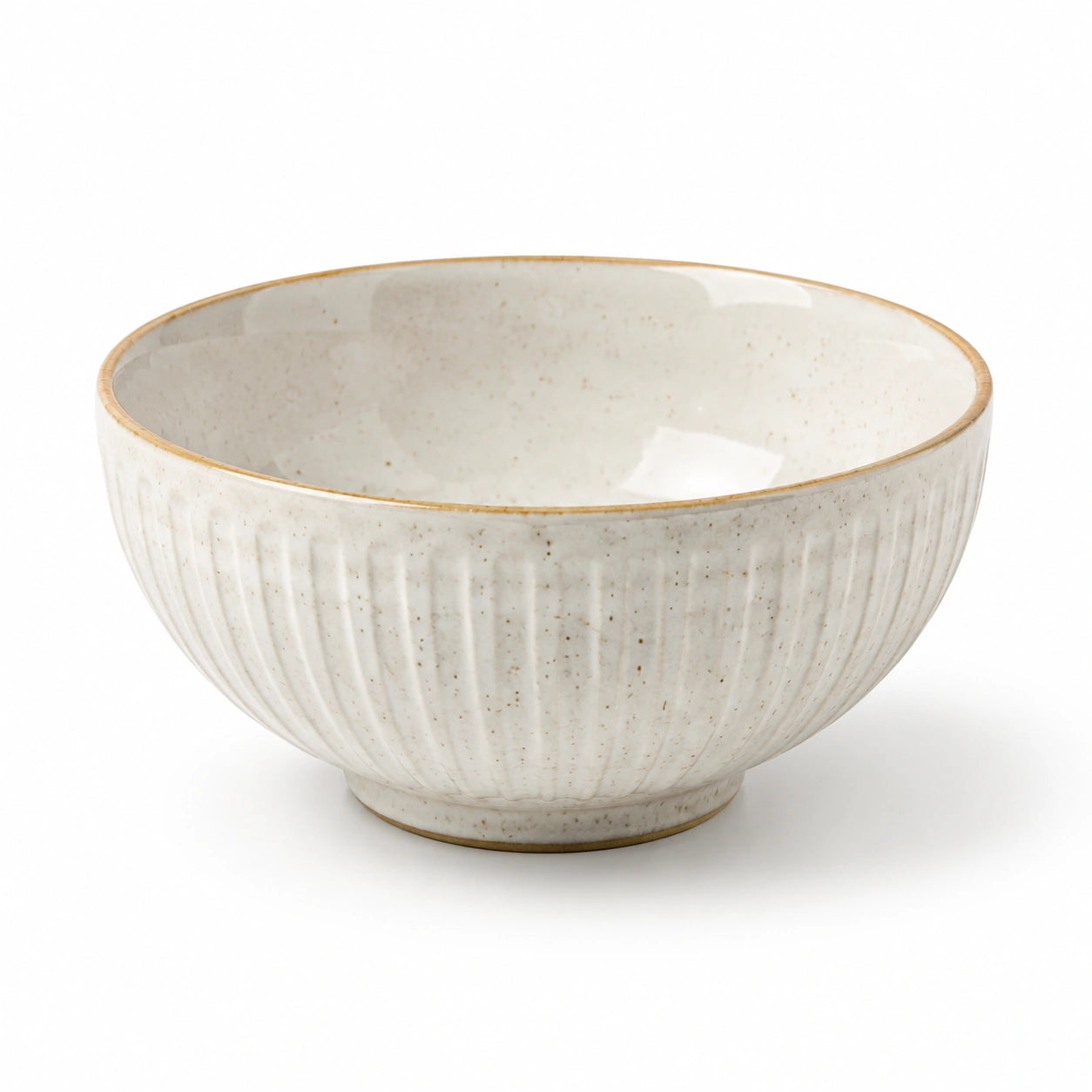 Ciotola in ceramica 20 cm bianco avorio - stile scanalato per servire