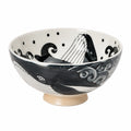 Ciotola in ceramica 650 ml nero bianco beige con balena decorativa