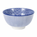 Ciotola in ceramica 20 cm bianco/blu con motivo a onde stile giapponese