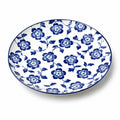 Piatto piano rotondo 27 cm in ceramica bianco e blu con motivo floreale