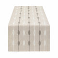 Runner da tavola 40 x 180 cm in tessuto effetto lino beige e grigio con ricamo geometrico stile moderno