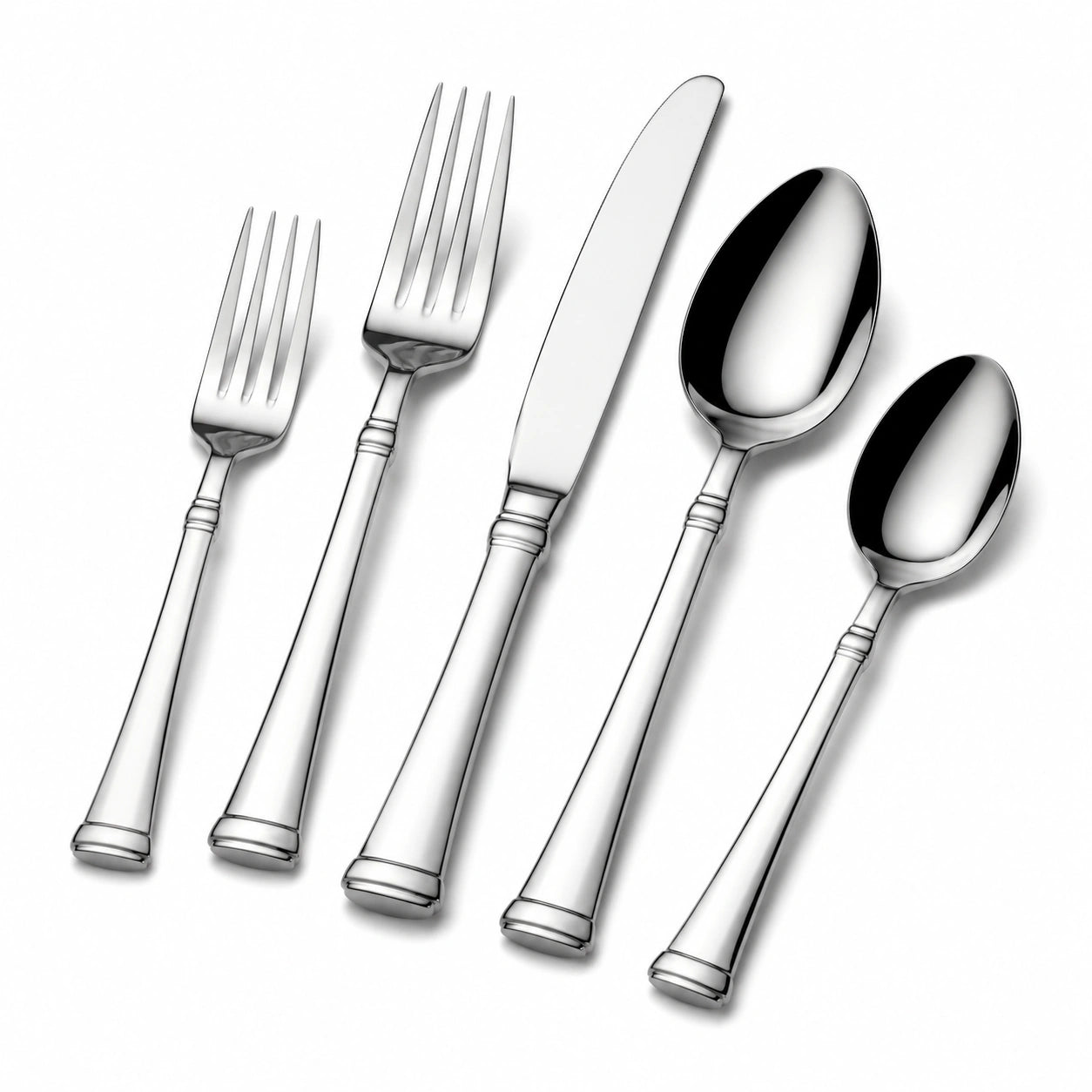 Set posate 5 pezzi 14-23 cm in acciaio inox argento stile classico