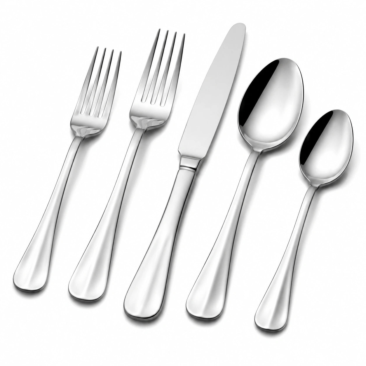 Set posate 5 pezzi in acciaio inox argento lucidato - stile classico per tavola