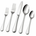 Set posate 5 pezzi in acciaio inox argento stile classico per tavola