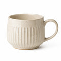 Tazza in ceramica 400 ml color crema con manico e rilievi verticali