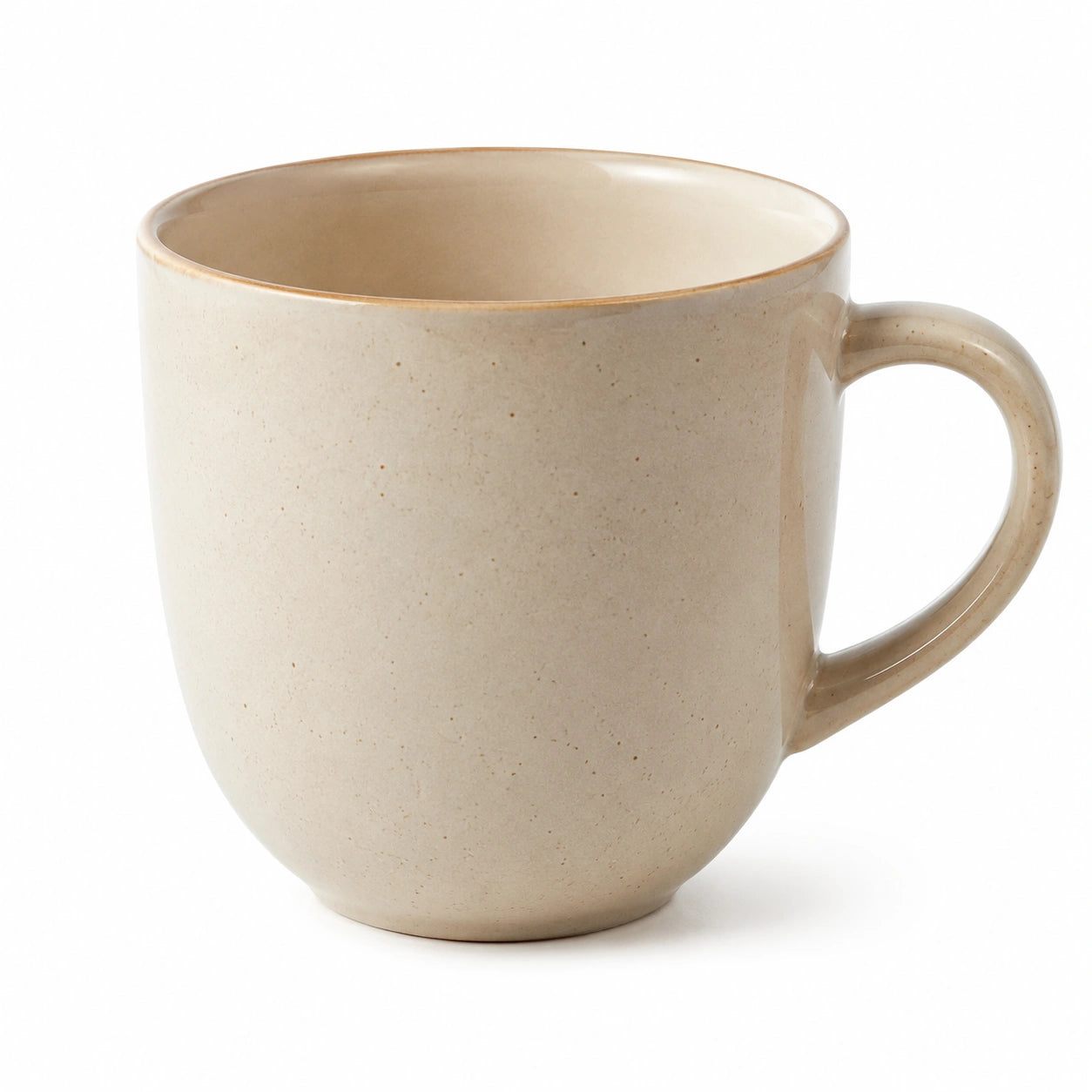 Tazza 400 ml in ceramica beige con manico stile minimalista