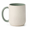 Tazza in ceramica 400 ml beige e verde con manico - superficie scanalata