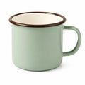 Tazza in ceramica 350 ml verde chiaro con bordo marrone - stile smaltato per bevande calde e fredde