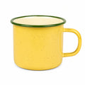 Tazza smaltata 350 ml gialla verde - acciaio con manico per bevande calde e fredde