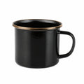 Tazza 400 ml in metallo smaltato nero con bordo bronzo - stile vintage