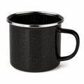 Tazza da campeggio 350 ml in acciaio smaltato nero con manico stile rustico